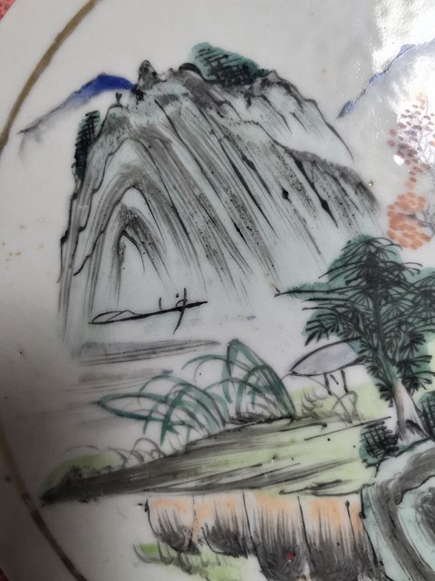 古玩陶瓷山水紋瓷板畫真品鑒賞圖