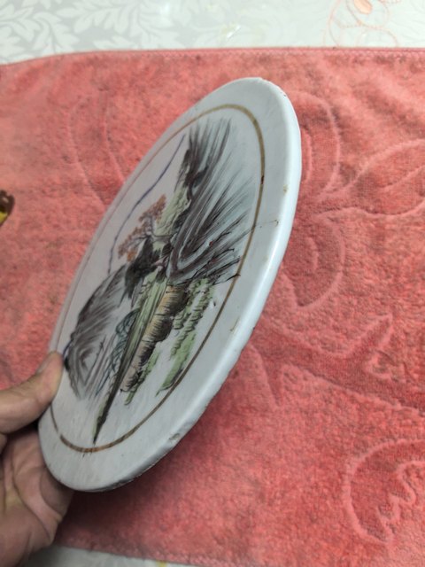 古玩陶瓷山水紋瓷板畫真品鑒賞圖