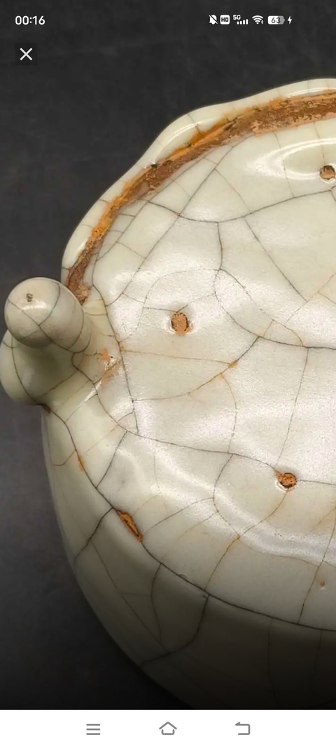 古玩陶瓷清 仿哥釉 三足爐真品鑒賞圖