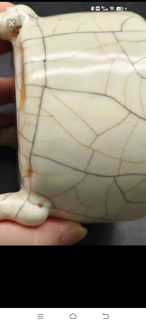 古玩陶瓷清 仿哥釉 三足爐真品鑒賞圖