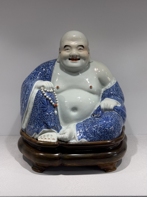 古玩陶瓷青花彌勒佛真品鑒賞圖