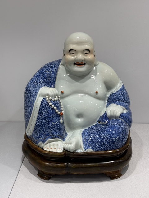 古玩陶瓷青花彌勒佛真品鑒賞圖