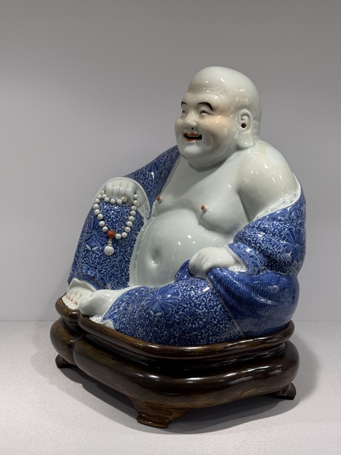 古玩陶瓷青花彌勒佛真品鑒賞圖