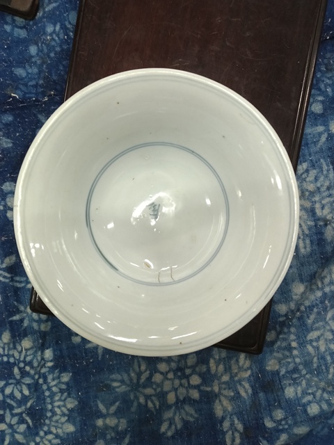 古玩陶瓷清中期 德化窯青花碗真品鑒賞圖