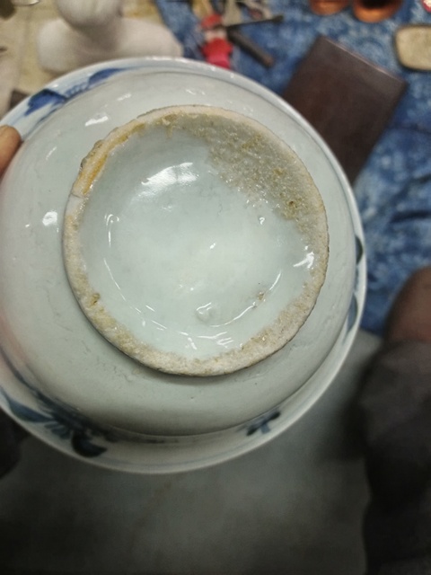 古玩陶瓷清中期 德化窯青花碗真品鑒賞圖