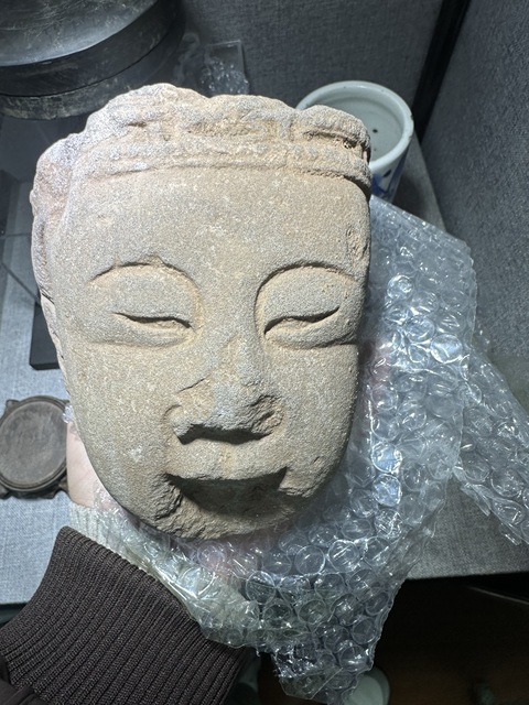 古玩雜項菩薩首真品鑒賞圖