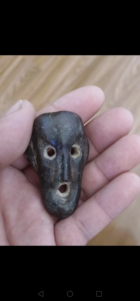 古玩玉器岫玉雕“神人面”真品鑒賞圖