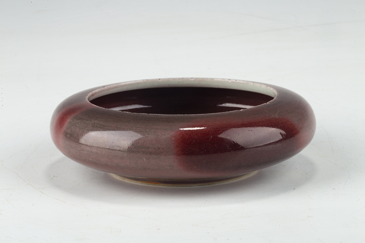 古玩陶瓷清中晚·紅釉水洗 真品鑒賞圖