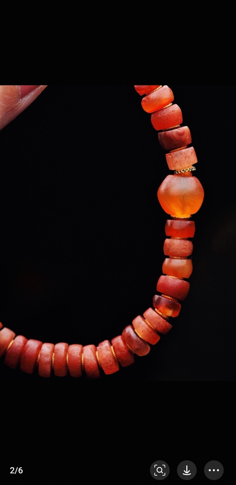 古玩玉器紅玉髓手串真品鑒賞圖