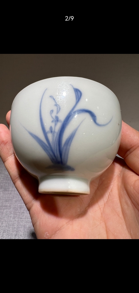 古玩陶瓷民國 青花蘭花紋茶杯真品鑒賞圖