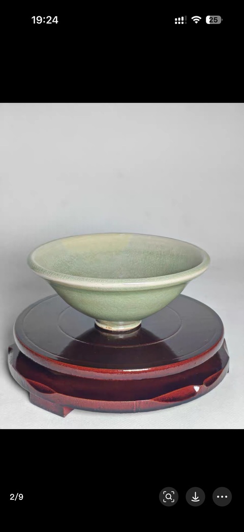 古玩陶瓷明 龍泉窯斗笠碗真品鑒賞圖