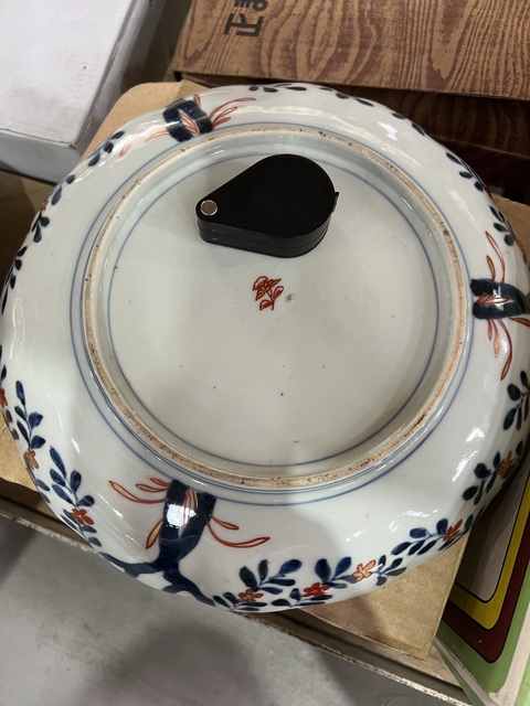 古玩陶瓷青花加彩盤真品鑒賞圖