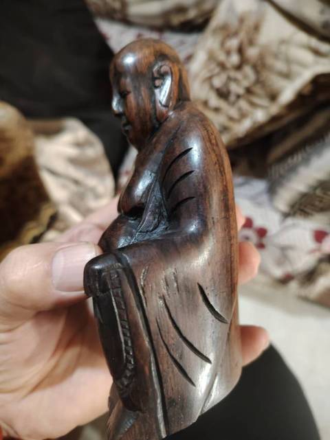 古玩雜項(xiàng)花梨木雕大肚佛（布袋和尚）真品鑒賞圖