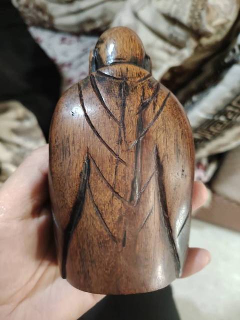 古玩雜項(xiàng)花梨木雕大肚佛（布袋和尚）真品鑒賞圖