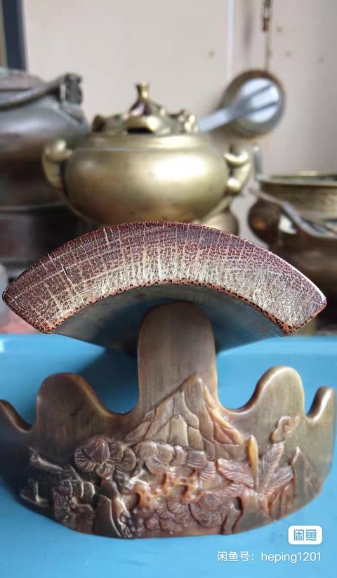 古玩字畫松音制福壽三多紋竹臂擱真品鑒賞圖