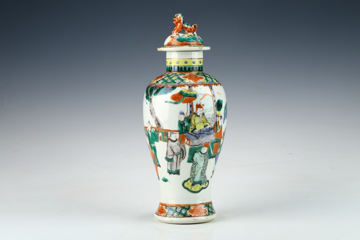 古玩陶瓷清晚·五彩人物故事紋蓋瓶 真品鑒賞圖