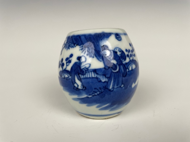 古玩陶瓷清晚期·青花人物鳥食罐拍賣，當前價格0元