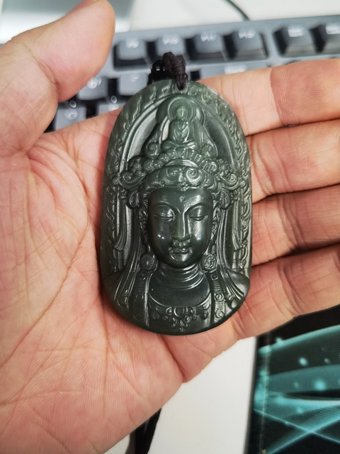 古玩玉器和田青玉觀音牌真品鑒賞圖