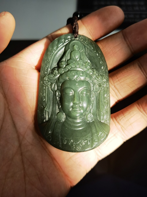 古玩玉器和田青玉觀音牌真品鑒賞圖