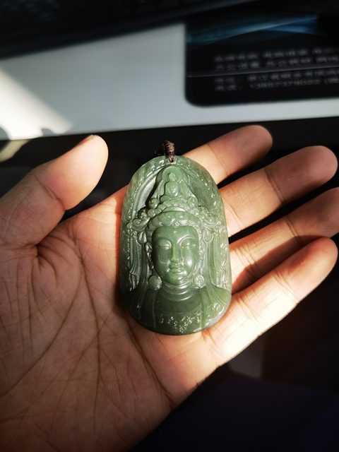 古玩玉器和田青玉觀音牌真品鑒賞圖
