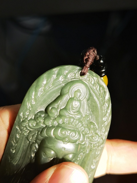 古玩玉器和田青玉觀音牌真品鑒賞圖