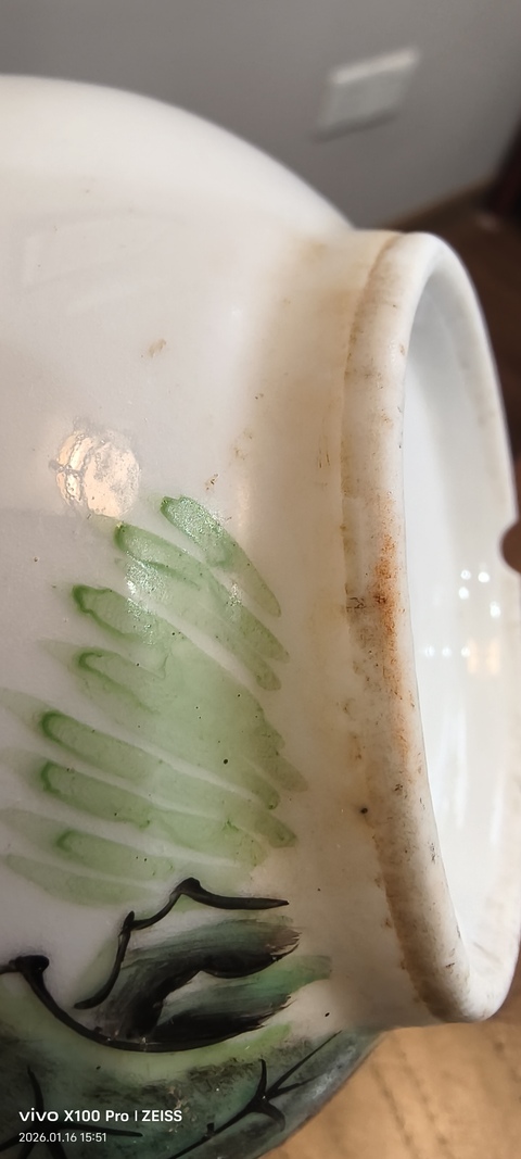 古玩陶瓷粉彩松鶴富貴紋花盆真品鑒賞圖