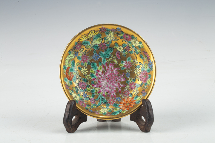 古玩陶瓷創匯·金地粉彩百花不落地紋小盤一對拍賣，當前價格0元