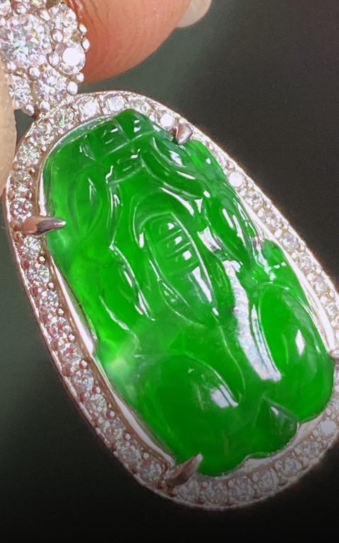 古玩玉器翡翠鑲嵌“貔貅掛件”真品鑒賞圖