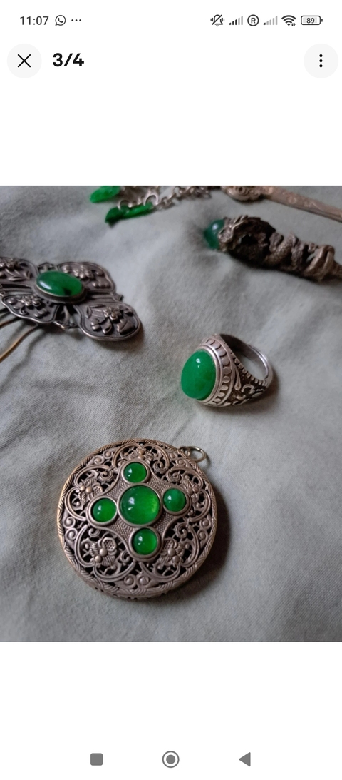 古玩玉器“染色翡翠”鑲嵌首飾真品鑒賞圖