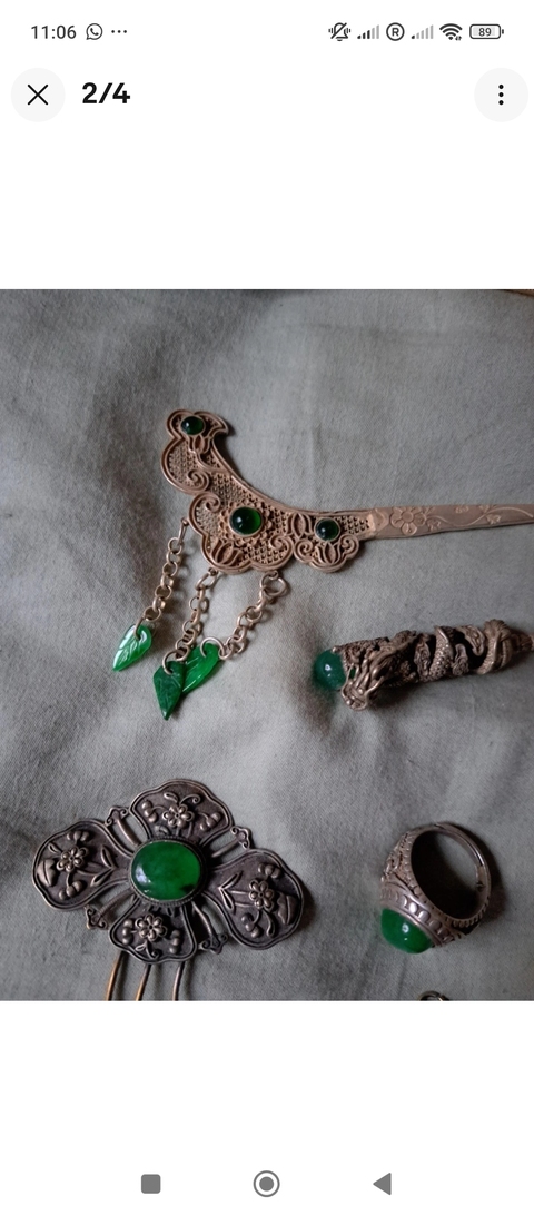 古玩玉器“染色翡翠”鑲嵌首飾真品鑒賞圖