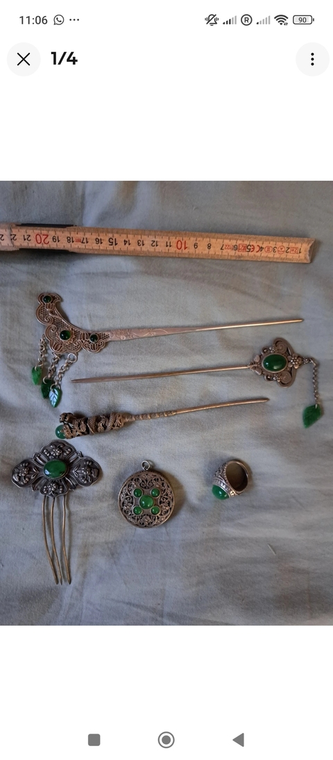 古玩玉器“染色翡翠”鑲嵌首飾真品鑒賞圖