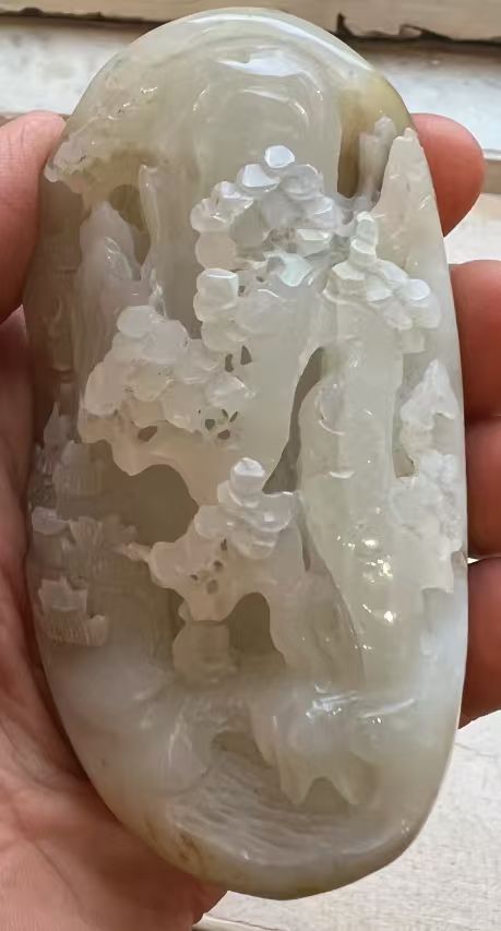 古玩玉器和田玉雕“山水把件”真品鑒賞圖